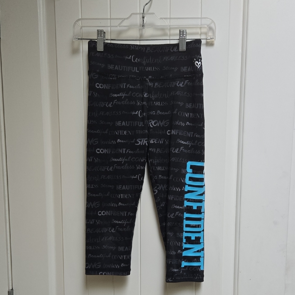 Justice Kids Leggings - Black with Blue Accents Confident Size 10